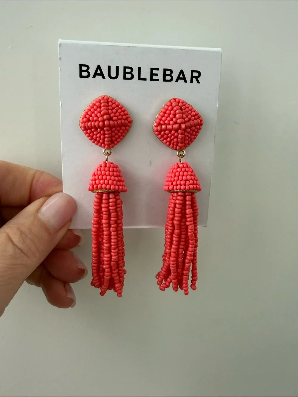 NEW Sugarfix by BaubleBar beaded tassel earrings in coral